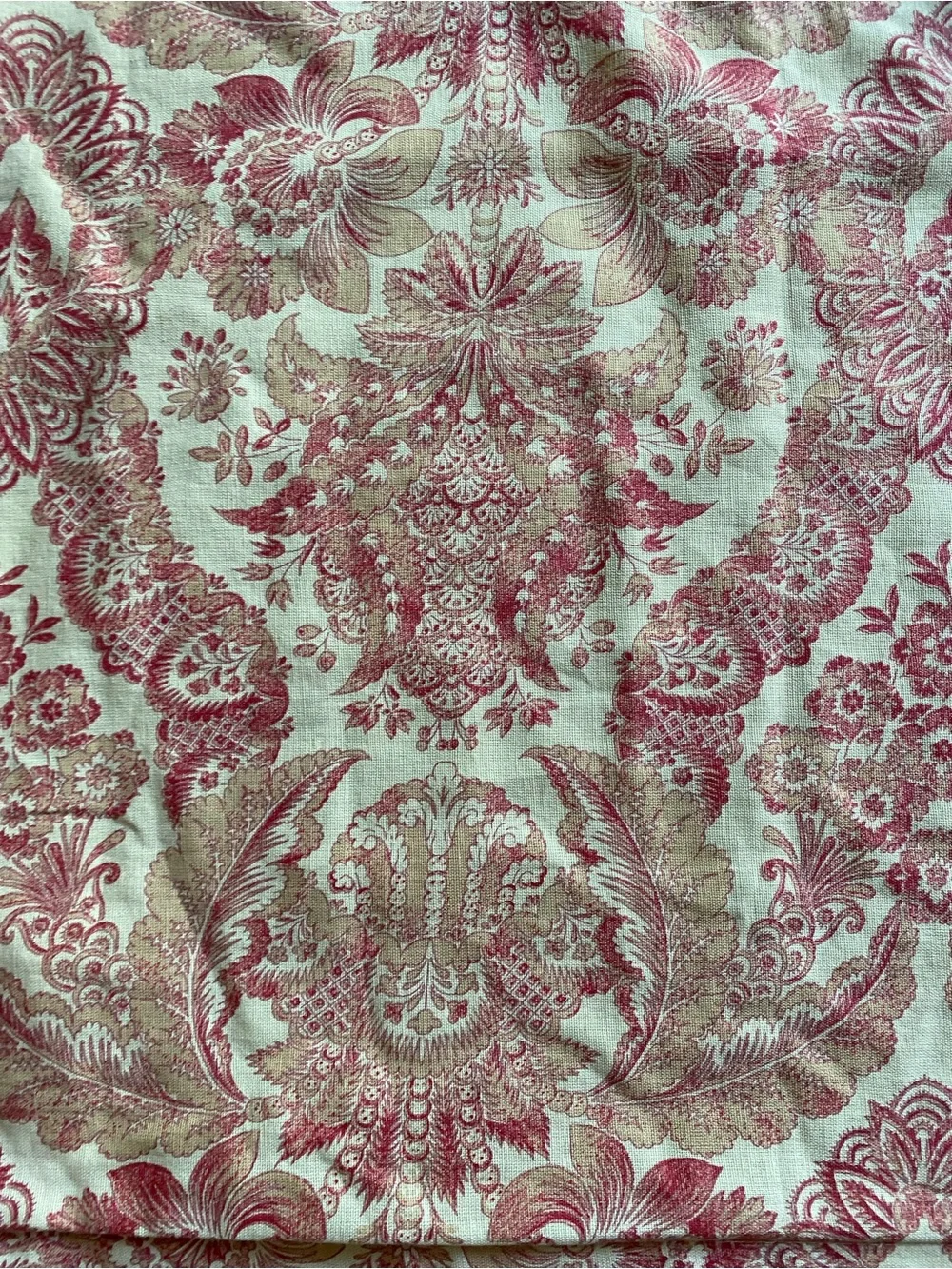 Pottery Barn Pink and Cream Toile Euro Pillow Cover for Bedding 30”